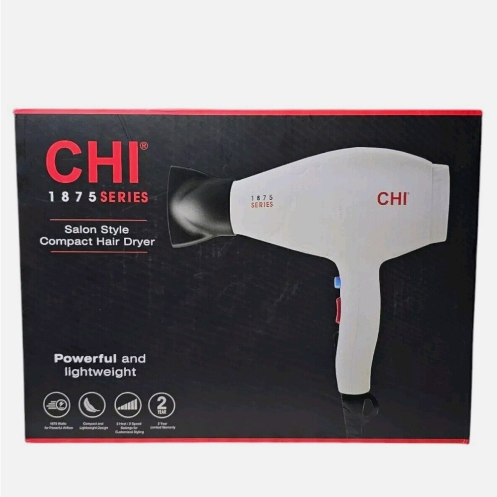 CHI | 1875 Series | Salon Style Compact Hair Dryer | White